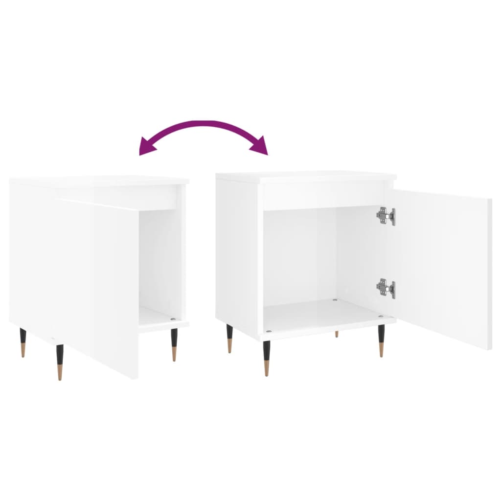 Comodino Bianco Lucido 40x30x50 cm in Legno Multistrato - homemem39