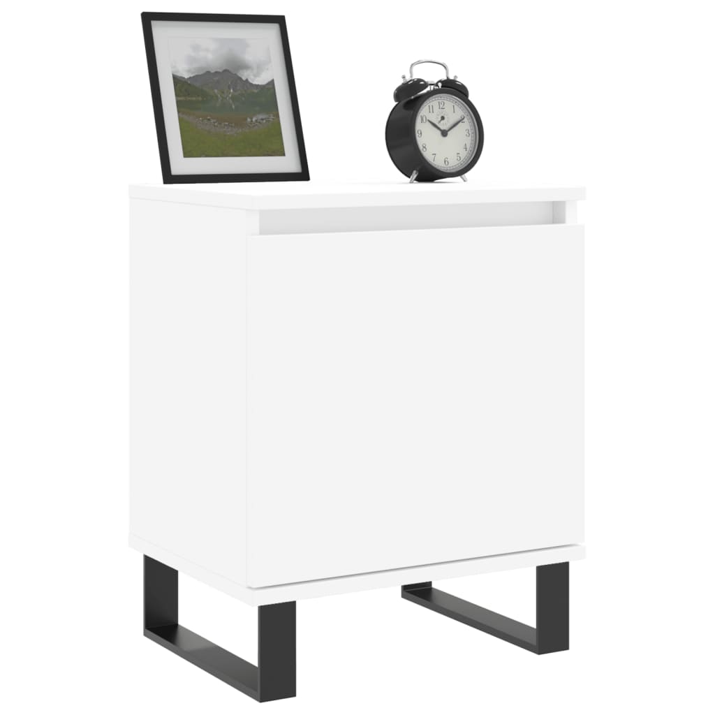 Comodini 2 pz Bianco Lucido 40x30x50 cm in Legno Multistrato - homemem39