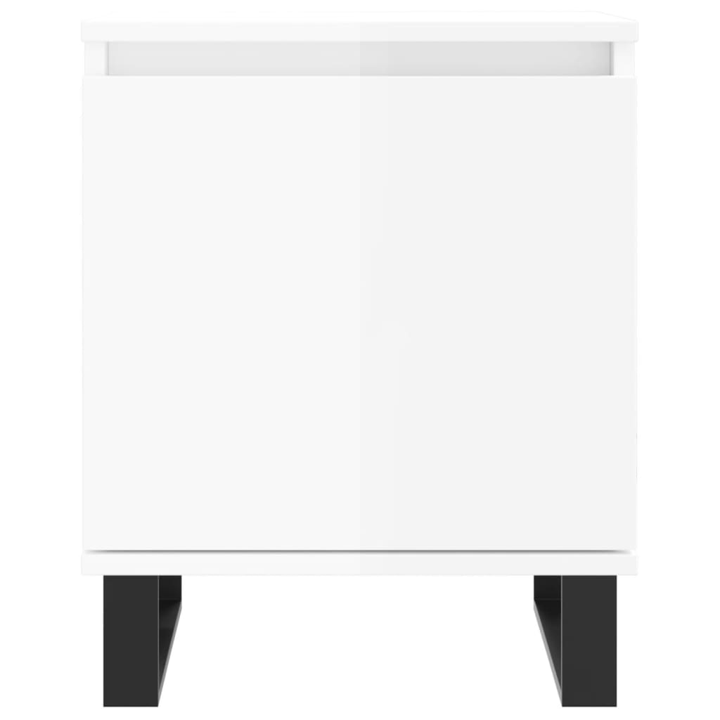 Comodini 2 pz Bianco Lucido 40x30x50 cm in Legno Multistrato - homemem39