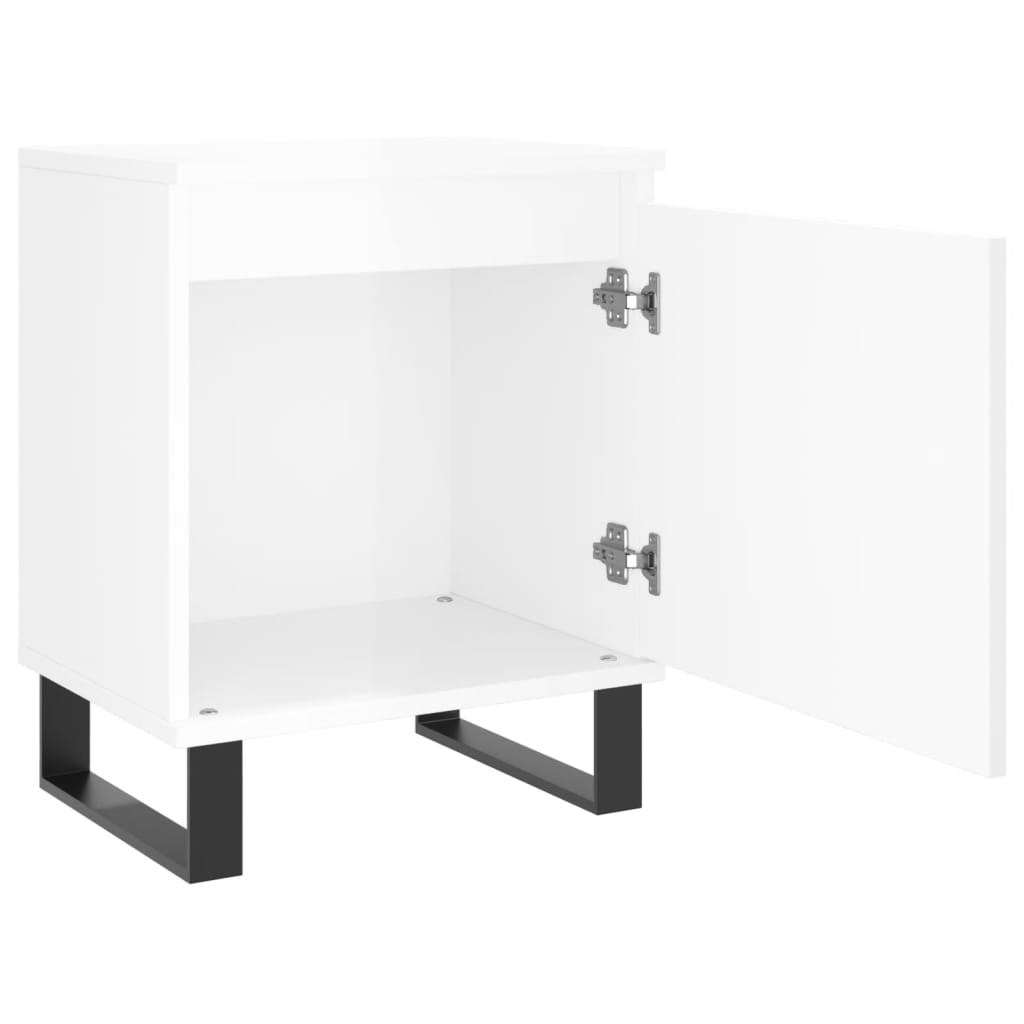 Comodini 2 pz Bianco Lucido 40x30x50 cm in Legno Multistrato - homemem39