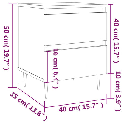 Comodini 2pz Neri 40x35x50 cm in Legno Multistrato