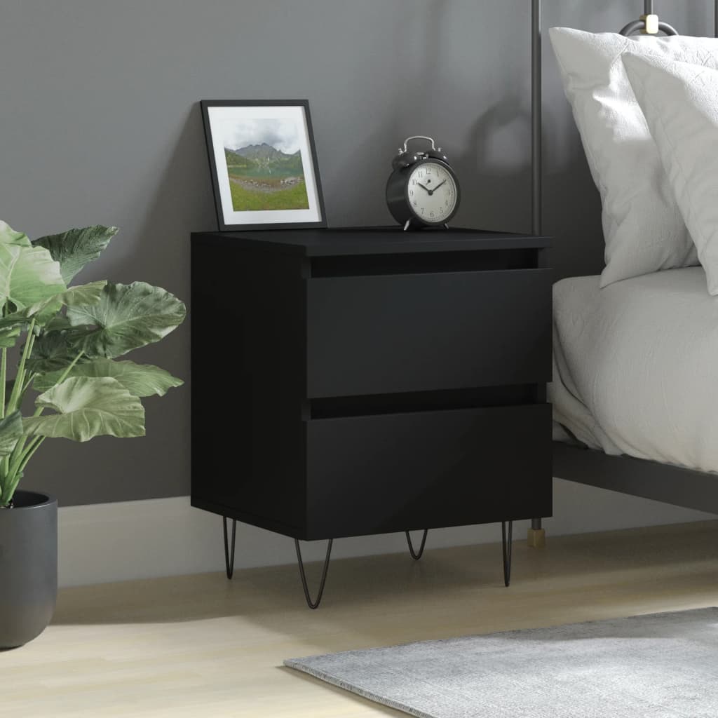 Comodino Nero 40x35x50 cm in Legno Multistrato - homemem39