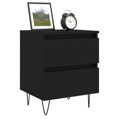 Comodini 2pz Neri 40x35x50 cm in Legno Multistrato