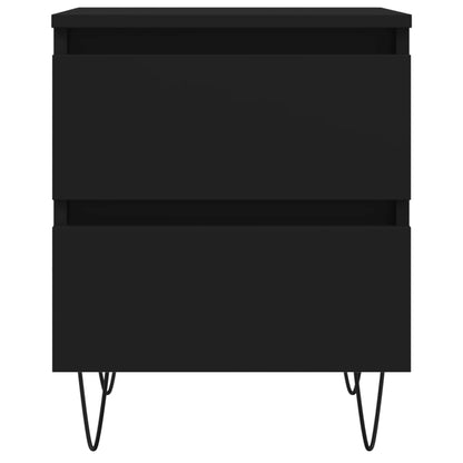 Comodini 2pz Neri 40x35x50 cm in Legno Multistrato