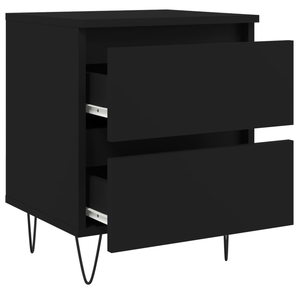 Comodini 2pz Neri 40x35x50 cm in Legno Multistrato