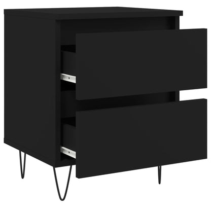 Comodini 2pz Neri 40x35x50 cm in Legno Multistrato