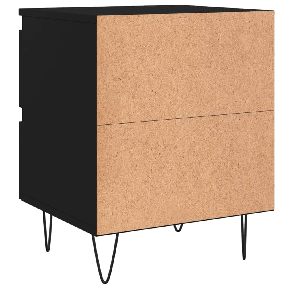Comodini 2pz Neri 40x35x50 cm in Legno Multistrato