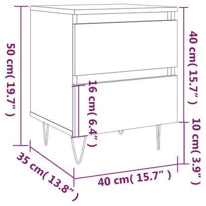 Comodini 2pz Neri 40x35x50 cm in Legno Multistrato