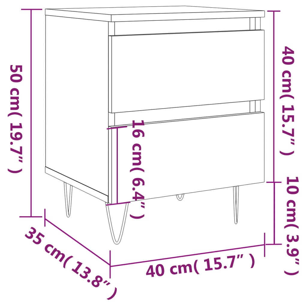 Comodino Grigio Sonoma 40x35x50 cm in Legno Multistrato