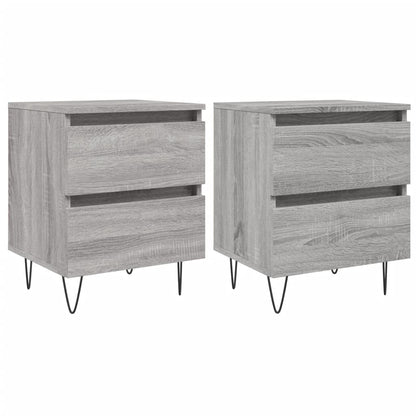 Comodini 2pz Grigio Sonoma 40x35x50 cm in Legno Multistrato - homemem39