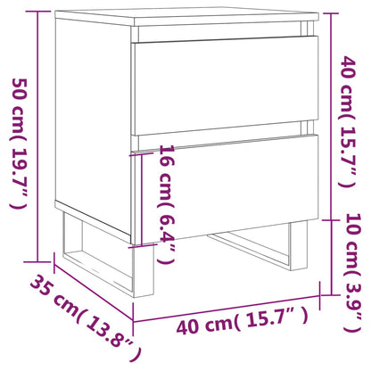 Comodini 2pz Bianchi 40x35x50 cm in Legno Multistrato