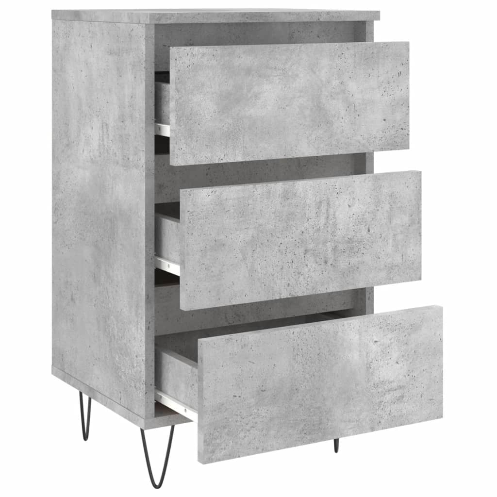 Comodini 2 pz Grigio Cemento 40x35x69 cm in Legno Multistrato