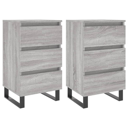 Comodini 2pz Grigio Sonoma 40x35x69 cm in Legno Multistrato - homemem39