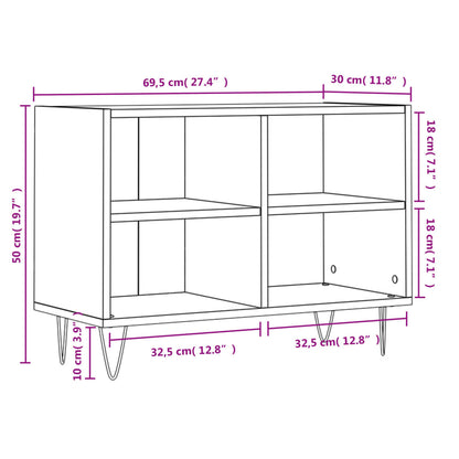 Mobile Porta TV Nero 69,5x30x50 cm in Legno Multistrato - homemem39
