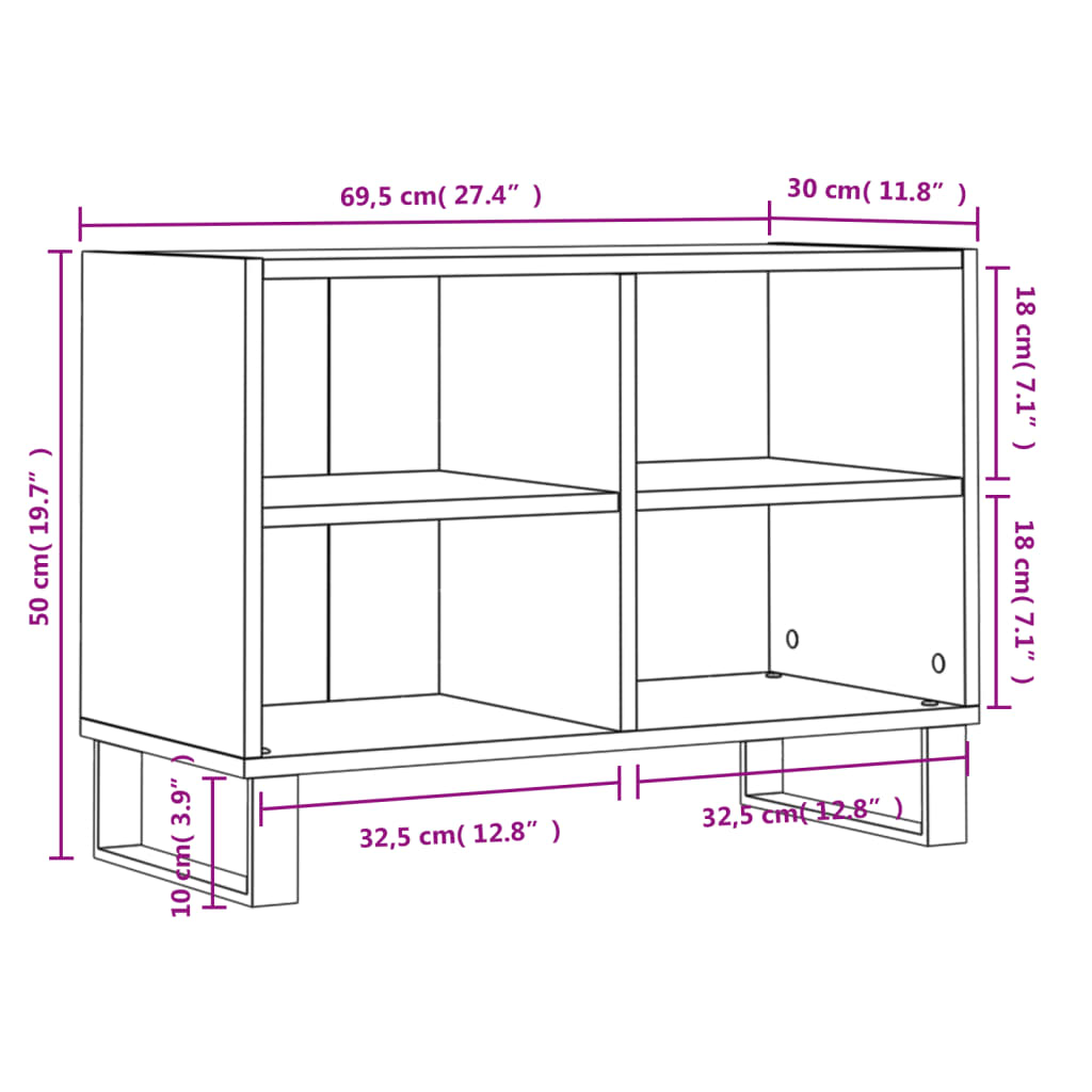 Mobile Porta TV Bianco 69,5x30x50 cm in Legno Multistrato - homemem39