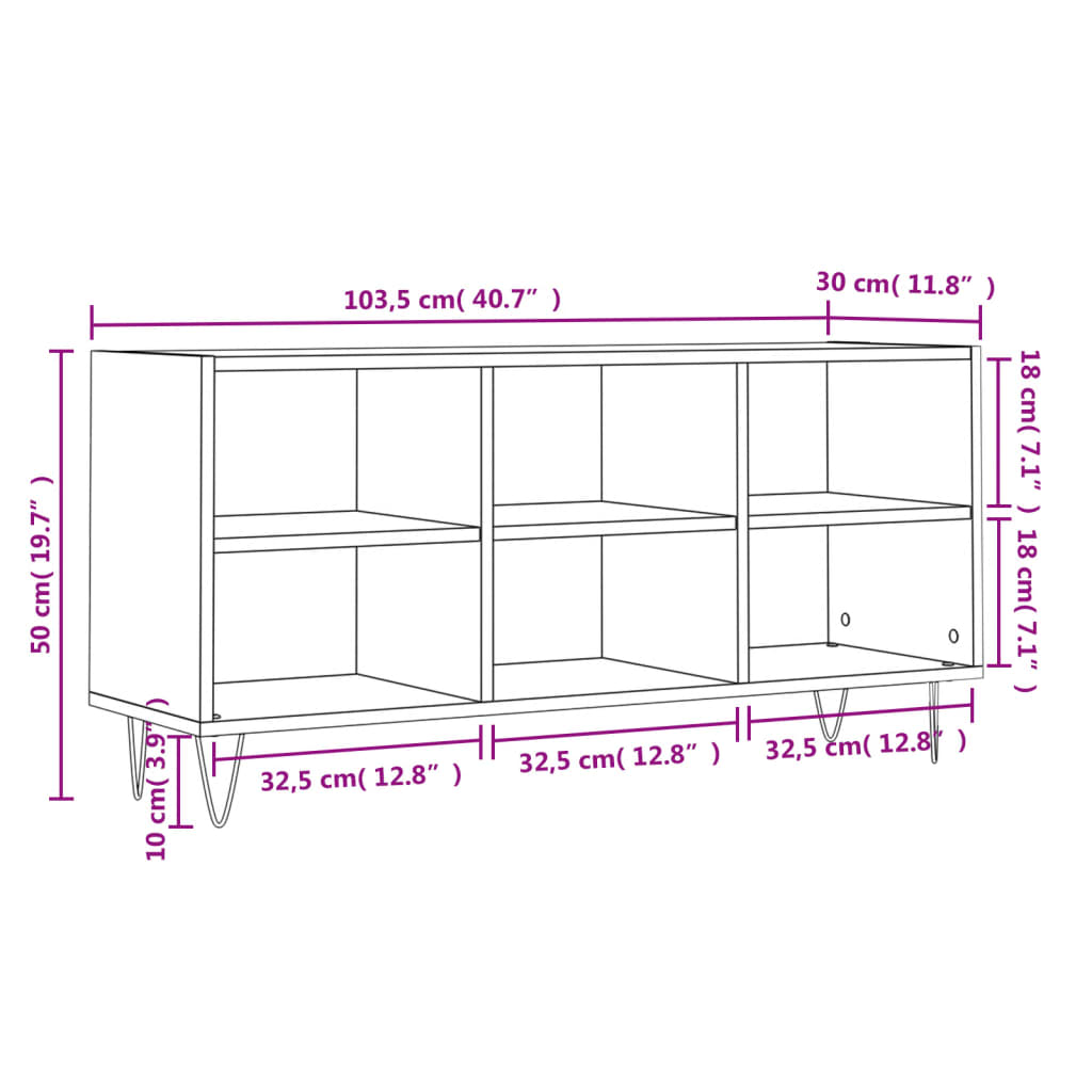 Mobile Porta TV Nero 103,5x30x50 cm in Legno Multistrato