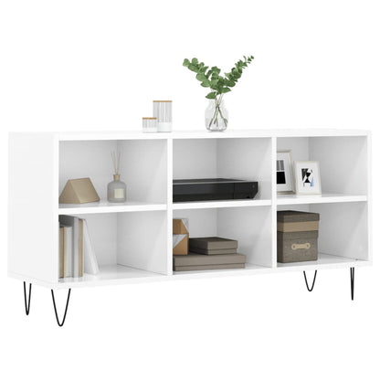 Mobile Porta TV Bianco Lucido 103,5x30x50 cm Legno Multistrato