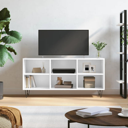 Mobile Porta TV Bianco Lucido 103,5x30x50 cm Legno Multistrato