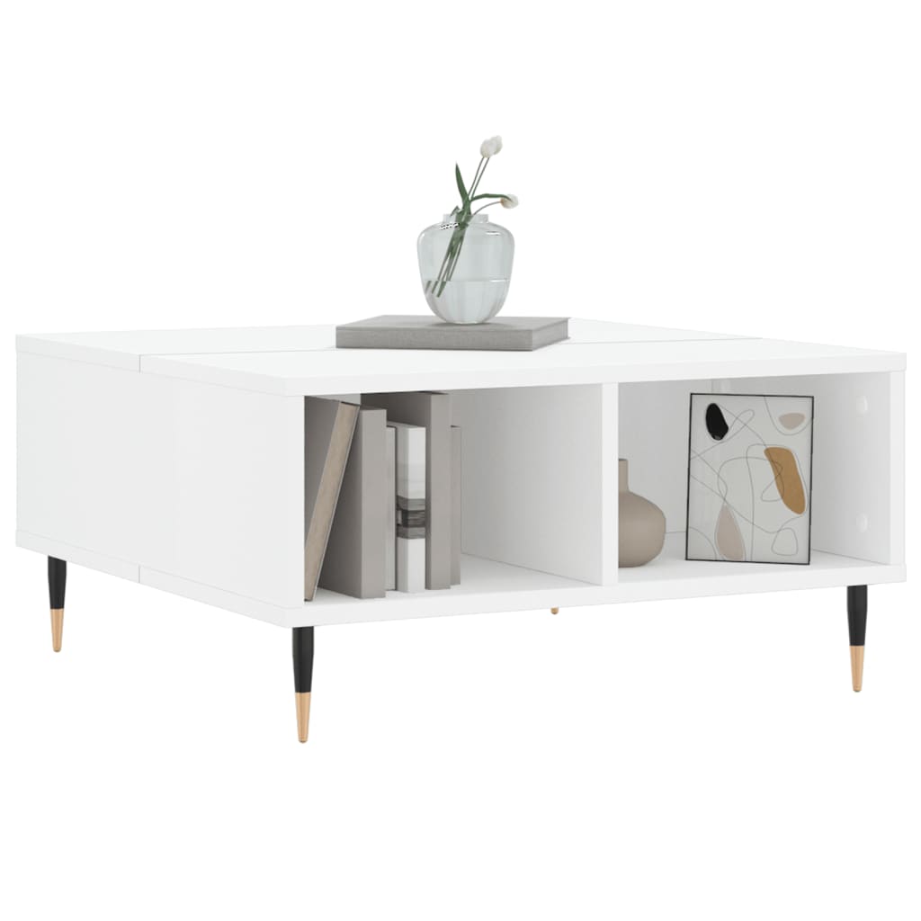 Tavolino da Salotto Bianco Lucido 60x60x30 cm Legno Multistrato | homemem39