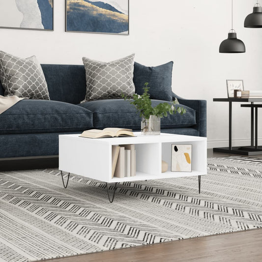 Tavolino da Salotto Bianco 60x60x30 cm in Legno Multistrato | homemem39