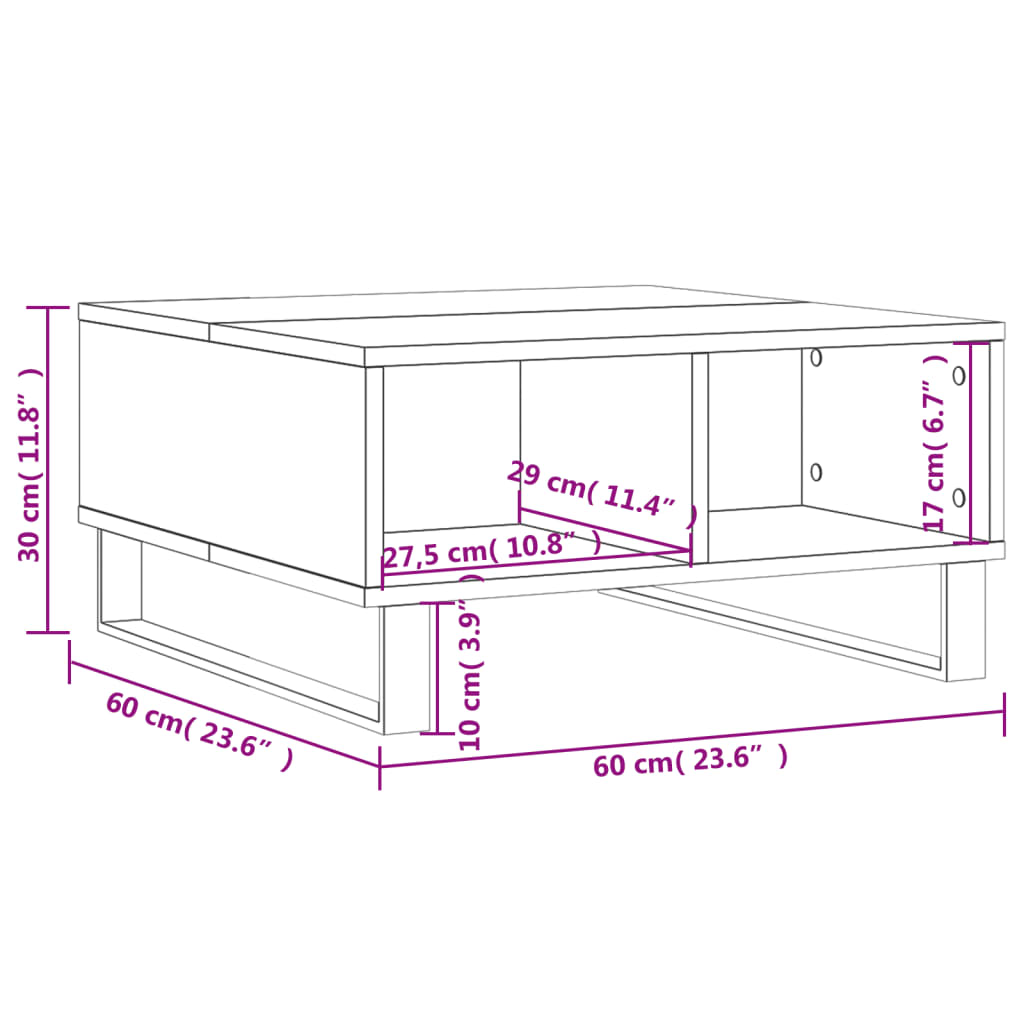 Tavolino da Salotto Grigio Sonoma 60x60x30 cm Legno Multistrato | homemem39