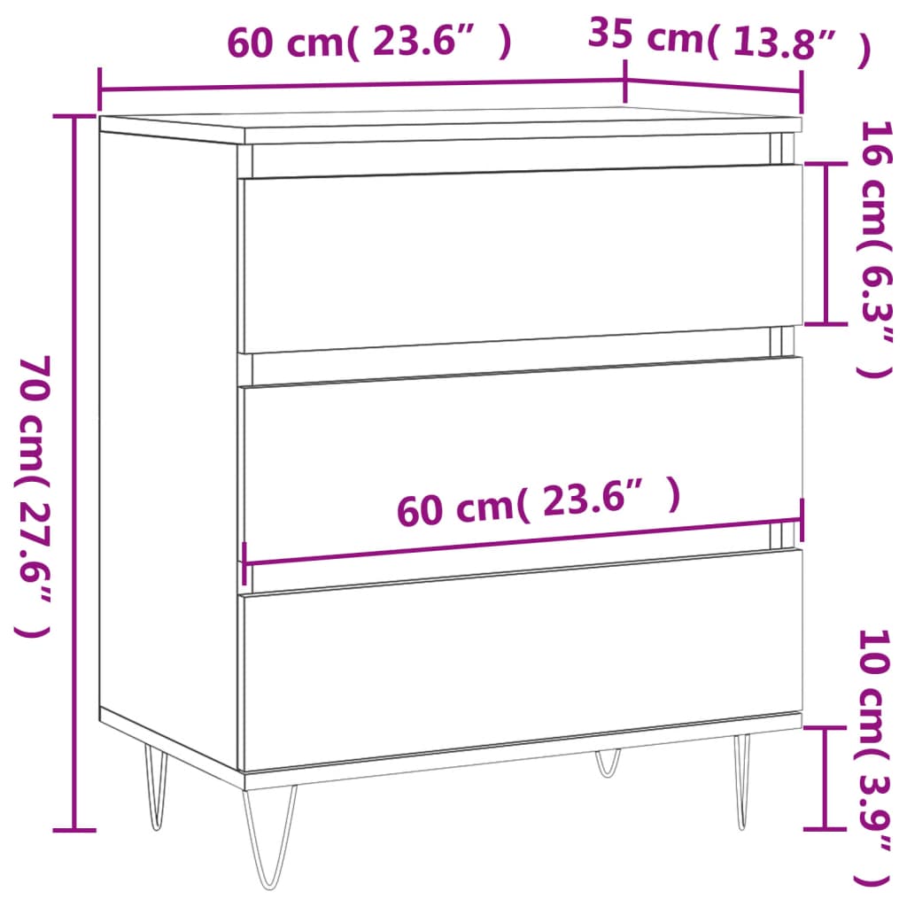 Credenza Rovere Sonoma 60x35x70 cm in Legno Multistrato