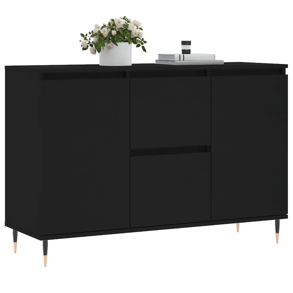 Credenza Nera 101,5x35x70 cm in Legno Multistrato - homemem39