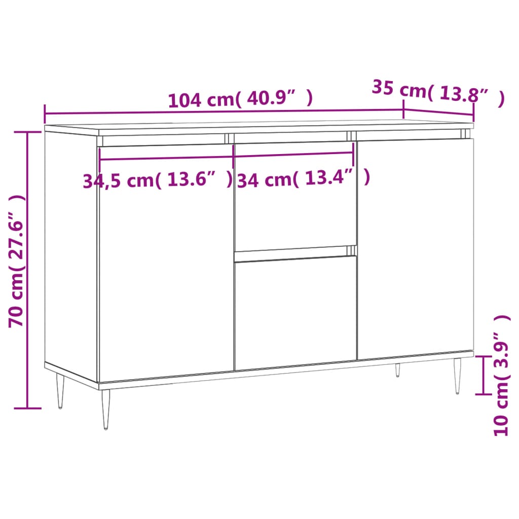 Credenza Rovere Fumo 101,5x35x70 cm in Legno Multistrato - homemem39
