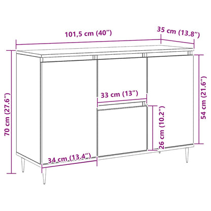 Credenza Grigio Sonoma 101,5x35x70 cm in Legno Multistrato | homemem39