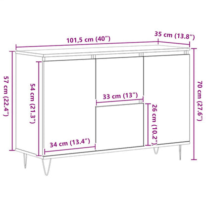 Credenza Bianca 101,5x35x70 cm in Legno Multistrato | homemem39