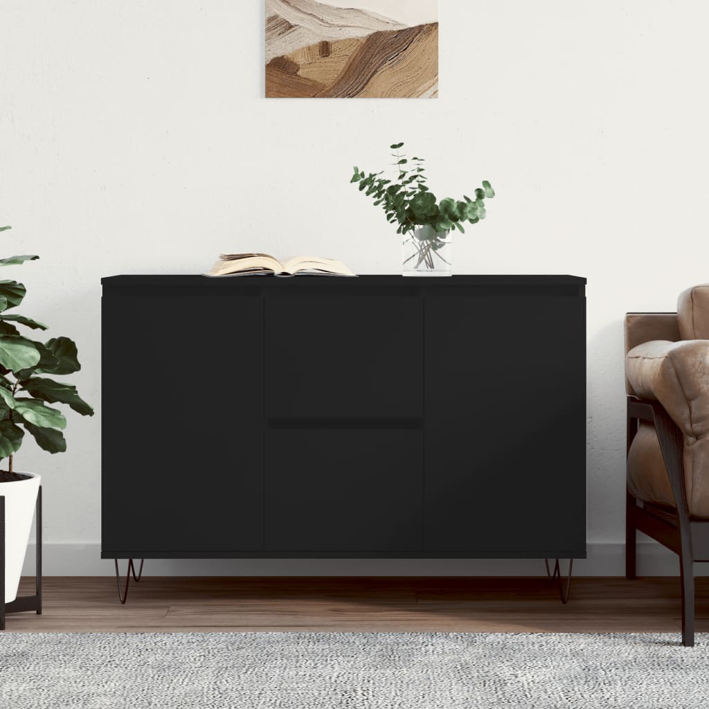 Credenza Nera 101,5x35x70 cm in Legno Multistrato - homemem39