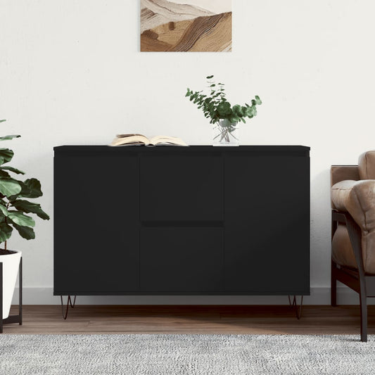 Credenza Nera 101,5x35x70 cm in Legno Multistrato - homemem39