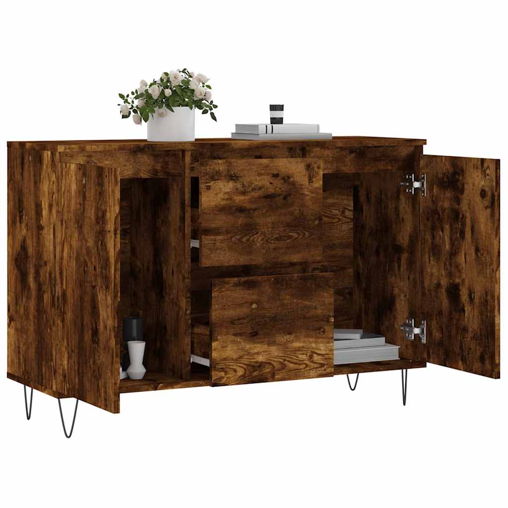 Credenza Rovere Fumo 101,5x35x70 cm in Legno Multistrato