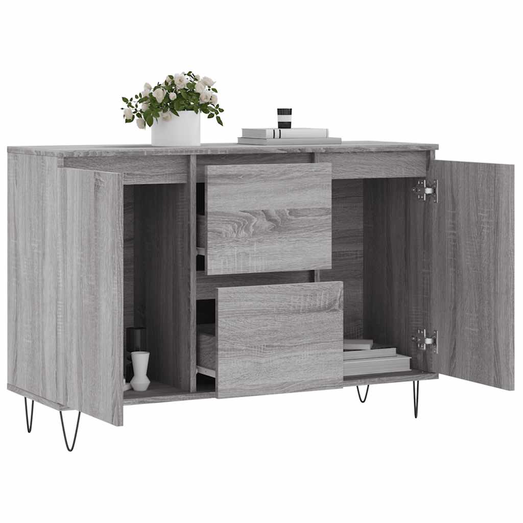 Credenza Grigio Sonoma 101,5x35x70 cm in Legno Multistrato