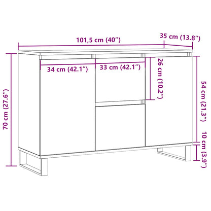 Credenza Grigio Cemento 101,5x35x70 cm in Legno Multistrato - homemem39