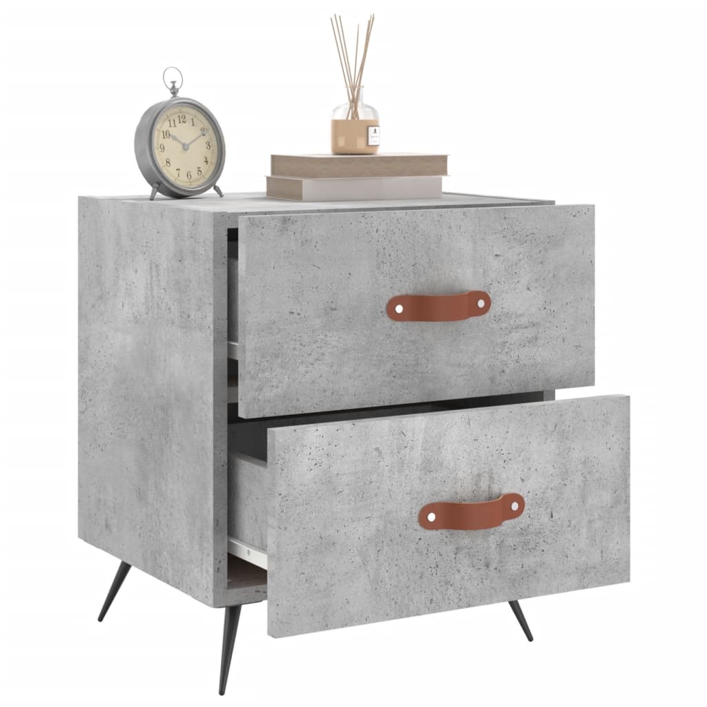 Comodino Grigio Cemento 40x35x47,5 cm in Legno Multistrato | homemem39