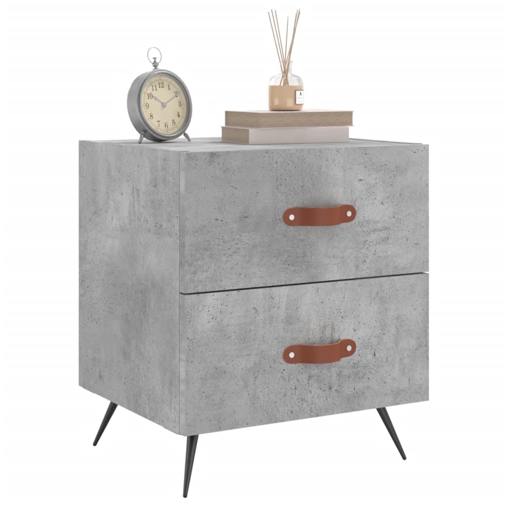 Comodino Grigio Cemento 40x35x47,5 cm in Legno Multistrato | homemem39
