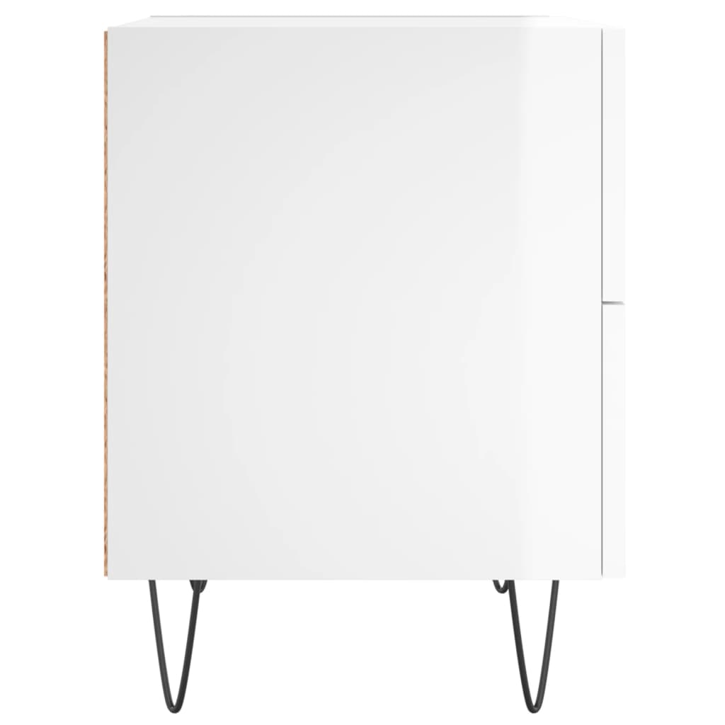 Comodini 2 pz Bianco Lucido 40x35x47,5 cm in Legno Multistrato