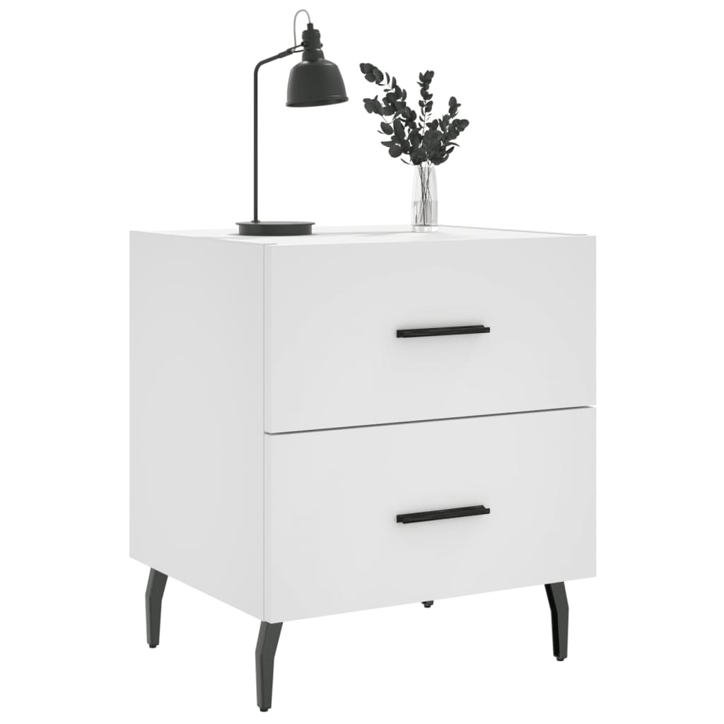 Comodino Bianco 40x35x47,5 cm in Legno Multistrato