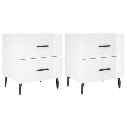 Comodini 2 pz Bianco Lucido 40x35x47,5 cm in Legno Multistrato - homemem39