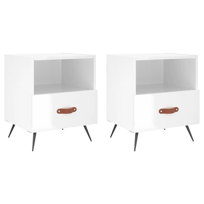 Comodini 2 pz Bianco Lucido 40x35x47,5 cm in Legno Multistrato - homemem39