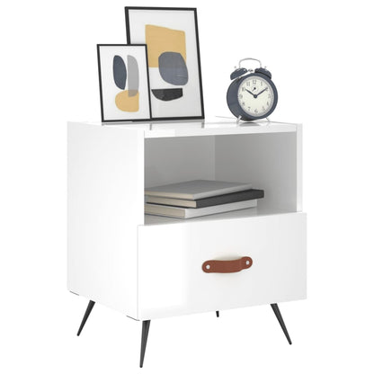 Comodini 2 pz Bianco Lucido 40x35x47,5 cm in Legno Multistrato - homemem39