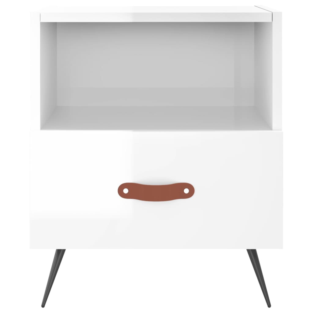 Comodini 2 pz Bianco Lucido 40x35x47,5 cm in Legno Multistrato - homemem39