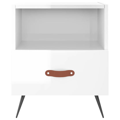 Comodini 2 pz Bianco Lucido 40x35x47,5 cm in Legno Multistrato - homemem39