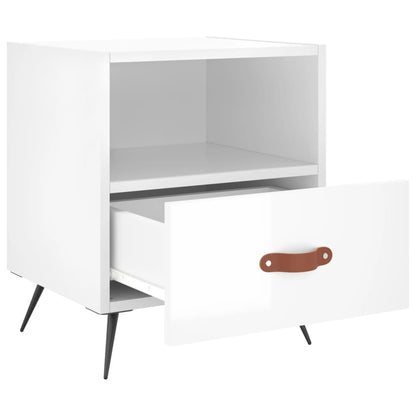 Comodini 2 pz Bianco Lucido 40x35x47,5 cm in Legno Multistrato - homemem39