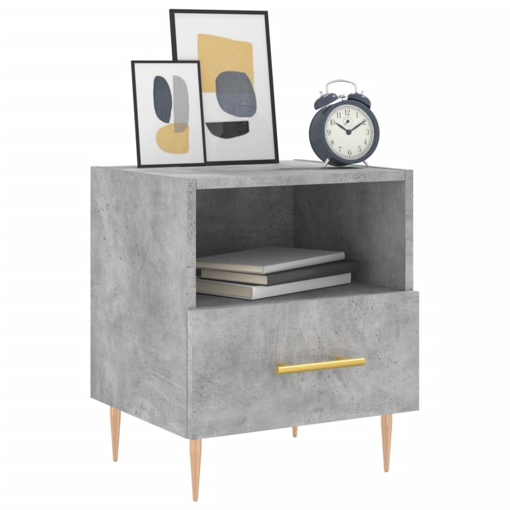 Comodini 2 pz Grigio Cemento 40x35x47,5 cm in Legno Multistrato