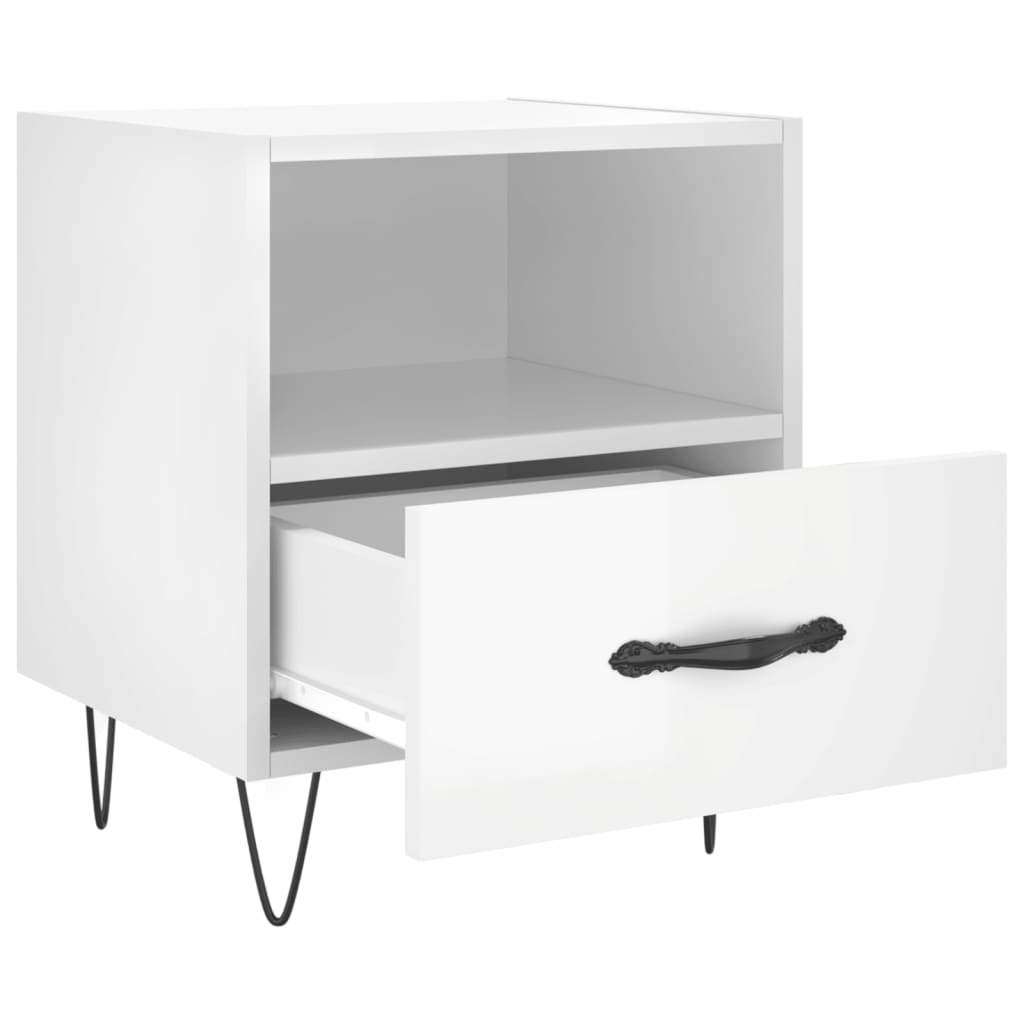 Comodini 2 pz Bianco Lucido 40x35x47,5 cm in Legno Multistrato - homemem39