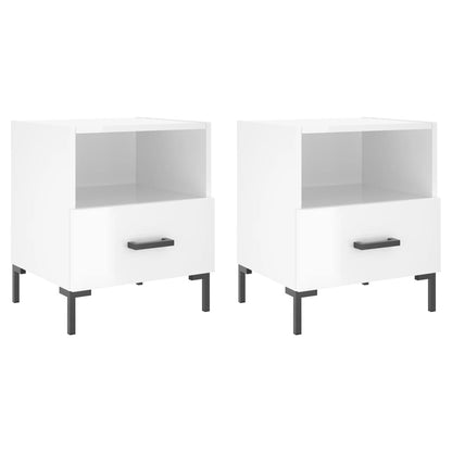 Comodini 2 pz Bianco Lucido 40x35x47,5 cm in Legno Multistrato - homemem39
