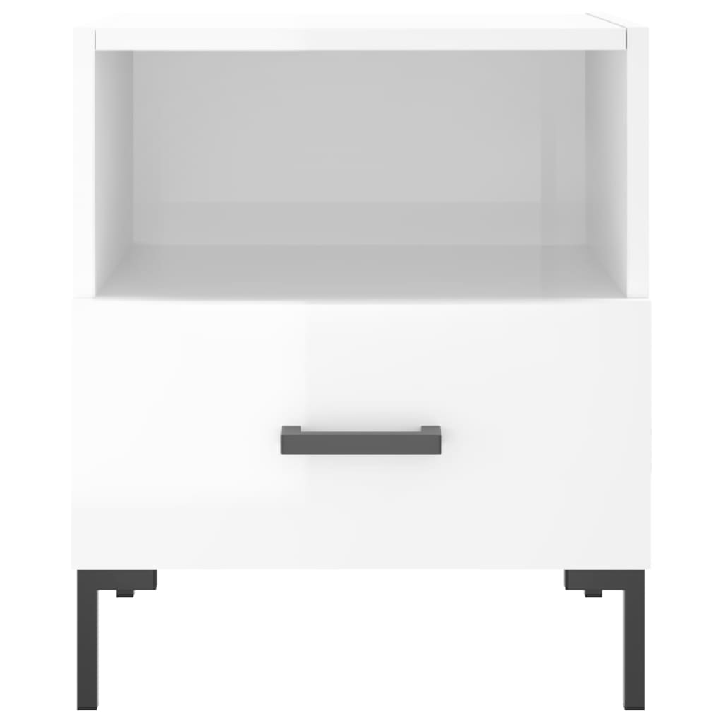 Comodini 2 pz Bianco Lucido 40x35x47,5 cm in Legno Multistrato - homemem39