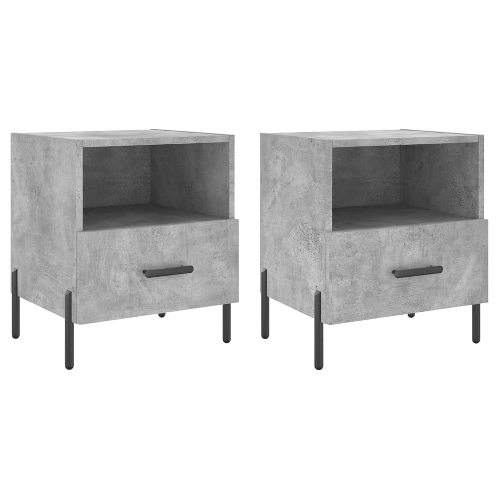 Comodini 2 pz Grigio Cemento 40x35x47,5 cm in Legno Multistrato - homemem39
